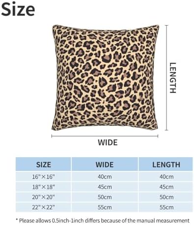 Cute Cheetah Print Pillowcase Set of 2 Brown Leopard Throw Pillow Covers Shells for Couch Office Bedroom Home Decoration, 16"X16" - Image 2