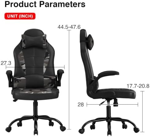PC Gaming Chair Ergonomic Office Chair Desk Chair PU Leather Racing Chair Executive Swivel Rolling Computer Chair with Lumbar Support Flip Up Arms Headrest for Adults,Camo - Image 3