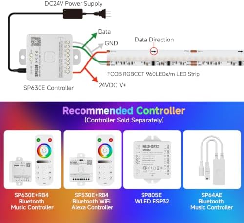 BTF-LIGHTING 9.8FT WS2811 Dual IC Chasing RGBCCT DC24V COB LED Strip Light - Image 6