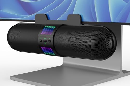 BESTISAN Computer Speaker, Bluetooth 5.3/Wired USB A/C Connection, 6 RGB Light Modes, Gaming Soundbar for PC/Laptop/Desktop, USB A/C Adapter, Easily Clamps to Monitor, Convenient Button Controls by BESTISANAudioSpeakers