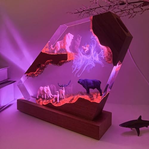 Epoxy 3D Lion Resin Lamp, Handmade The King of The Forest Figurine Lamp - Image 6