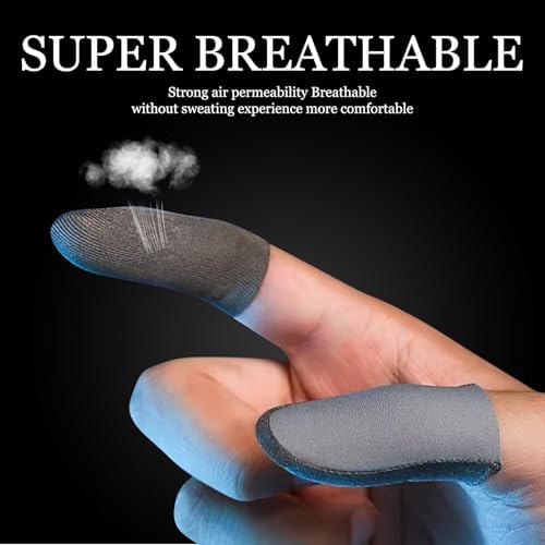 Gaming Finger Gloves Sleeves, Breathable Sweatproof Touch Screen Mobile Game Glove Silver Fibers Finger Sleeve Thin Thumb Protector Compatible with All Touchscreen Devices (12pcs Pro Finger Sleeves) - Image 3