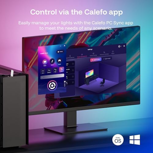 Calefo RGBCW PC Gaming Ambient Lighting Kit for 24-27 Inch, USB Sync Dongle, Bar Light & Monitor Backlight, Color Sync for Games, Movies, Music,Plug and Play,Windows 10/11 & Mac Compatible. - Image 5