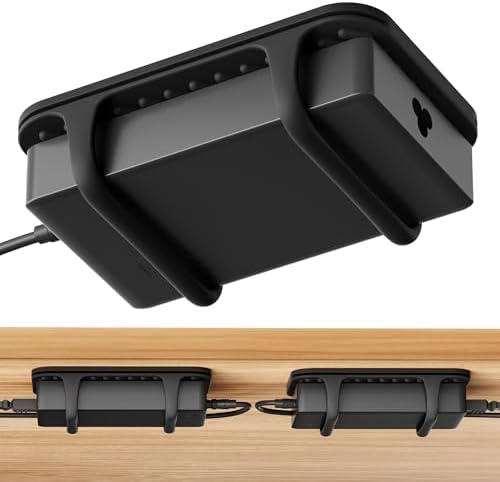 2 Pack Universal Silicone Laptop Charger Holder,Under Desk Power Brick Mount Organizer for Charging Brick & Cables,Flexible Non-Slip Power Bricks Mount,Secure Supply Holder for Laptop Charger,Black by ELETIUO