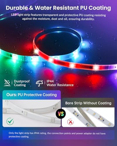 Pak LED Lights for Bedroom 16.4ft, Smart RGB+IC LED Strip Lights with App/Remote Control, Music Sync Color Changing Flexible LED Lights with 64 Scene Modes for Party, Home, Christmas, Halloween Decor - Image 3