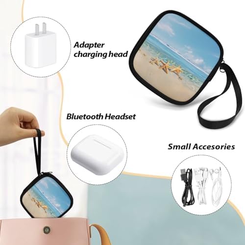 Beach Starfish Headphones Carrying Case, Protective Shell Travel Bag for Cable, Charger Storage for Earphone, Earbud, Earpieces Headphone Bag Travel - Image 6