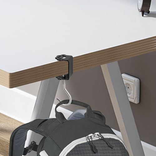 Desk Mount Bag Holder Hook Clamp-On Backpack Hanger Portable Headphones Holder, Reduce Desk Clutter, Black (Pack of 2) - Image 4