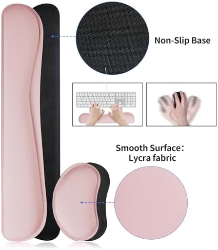 Bloss Large Desk Pad and Keyboard Wrist Rest, Large Mouse Pad + Keyboard Pad+Mouse Wrist Support, Non-Slip Desk Mat Protector for Office, Home (35.4×15.7 Inches,Pink) - Image 5