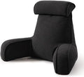 Corduroy Reading Pillow for Sitting Up in Bed, Bed Rest Backrest Pillow with Arms, Low Back Support Cushion with Side Pockets & Washable Cover, Back Support for Sofa Couch Relax, Lamp Black by Ailuteie