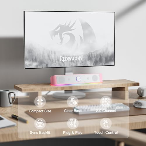 Redragon GS560 RGB Desktop Soundbar, Dynamic Lighting Bar with Audio Sync - Image 2