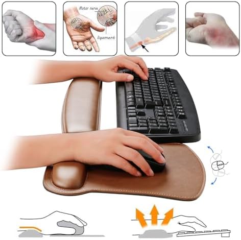 RICHEN Keyboard Wrist Rest Pad and Mouse Wrist Rest Support Mouse Pad Set,Sturdy & Comfortable & Lightweight for Easy Typing & Pain Relief-Ergonomic Support (Brown) - Image 5