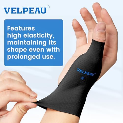 Velpeau 2pcs Thumb and Wrist Compression Sleeve for Tendonitis, Black, S - Image 2