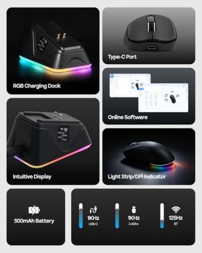 EPOMAKER NEX Lite Wireless Gaming Mouse w/Screens & RGB Charging Dock - Image 4