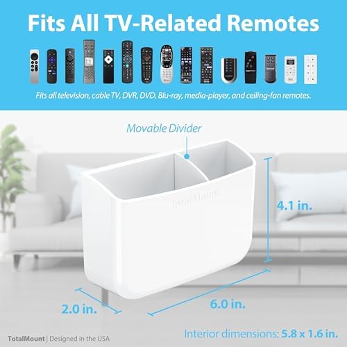 TotalMount Drop-Free Remote Holder – Removable Adhesive Strips – L White - Image 3