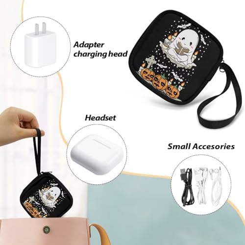 Halloween Ghost Pumpkin Portable Wireless Headphone Case, Earphone Storage Bag Carrying Case, Earbud Holder with Handle - Image 6