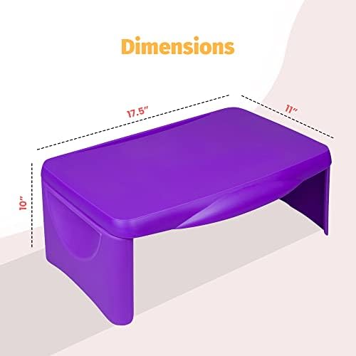 Folding Lap Desk - Foldable Table for Work, Study, Gaming, Arts, Crafts, School - Collapsible Laptop Tray with Storage Compartment - Portable Writing Station for Kids, Adults (Purple) - Image 2