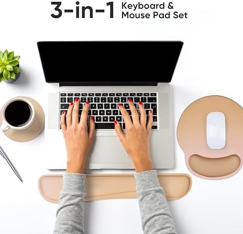 RICHEN 3 PCS Computer Mouse Pads for Desk with Coaster Set, Non-Slip Keyboard Wrist Rest and Mouse Pad Set, Ergonomic Design (Gradient Brown) - Image 7