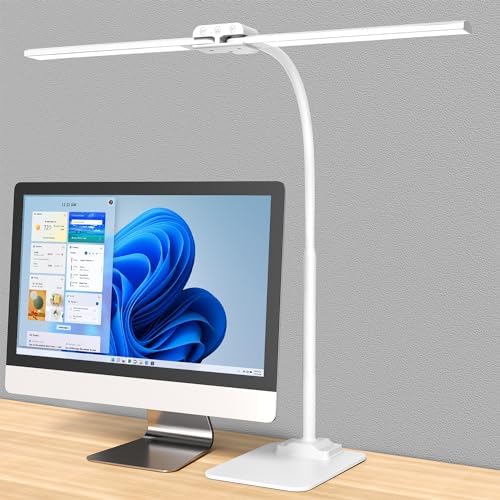 LED Desk Lamp Double Light: 1200LM Desk Light Base for Home Office, White by KableRika
