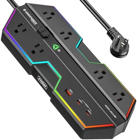 4000J Gaming Surge Protector Power Strip with USB Ports by Greenboxinnovations