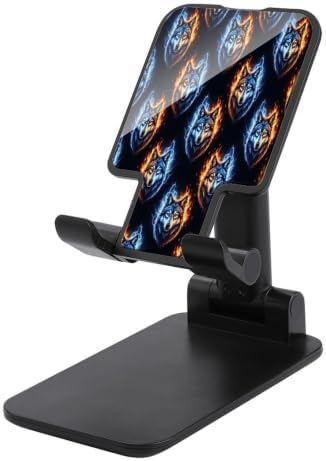 Compact Cool Fire Flame Wolf Art Phone Holder with Angle Height Adjustment by Unknown