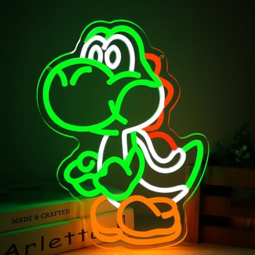 GALLIA Anime Theme Cartoon LED Neon Sign for Wall Decor, Dimmable Anime Light Up Display, Kids Bedroom Game Room Decoration, (Yoshi) by GALLIA