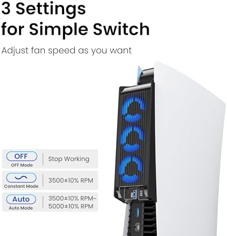 KIWIHOME Cooling Fan for PS5 2020, Quiet Cooler with Auto Speed USB3.0 - Image 4