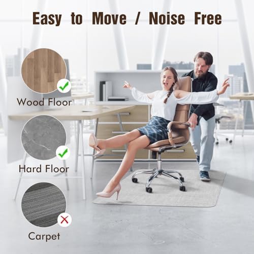 Blvornl Office Chair Mat for Hardwood Floor, Computer Chair Mat, 36"x 48" | Waterproof, easy to clean, suitable for hardwood, laminate, Rattan Woven Pattern, Durable Solid PVC Material, Light Grey - Image 5