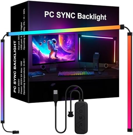 flexman LED Backlights for PC, RGB Phantom Ambiance Display LED Light Bar, Dynamic Light and Shadow Synchronization Controllable Music Mode Light Strip for Gaming (24inch) by flexman