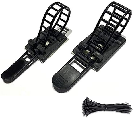 50pcs 2 Sizes Adjustable Adhesive Cable Ties Cable Clips Wire Strap Cord Clamp for Cable Management at Home and Office + 100pcs Nylon Zip Ties by Makarios