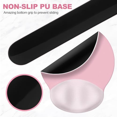 AIMSA Mouse Pad with Wrist Rest Support, Keyboard Wrist Rest Set, Ergonomic Memory Foam Mousepad for Computer Keyboard, Easy Typing and Pain Relief, Pink - Image 6