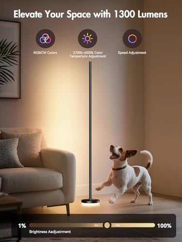 OIYN Corner Floor Lamp 2 Pack,RGBICW LED Corner Lamp with 1300lm Smart Modern Floor Lamp,App & Remote Control,Music Sync,Color Changing Standing Lamp for Bedroom Living Room and Gaming Rooms - Image 3