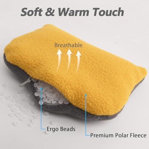 Large Mouse Wrist Rest Bean Bag, Ergonomic Mouse Support Pad Filled Ergo Beads for Computer, Laptop, PC Gaming (Yellow) - Image 3
