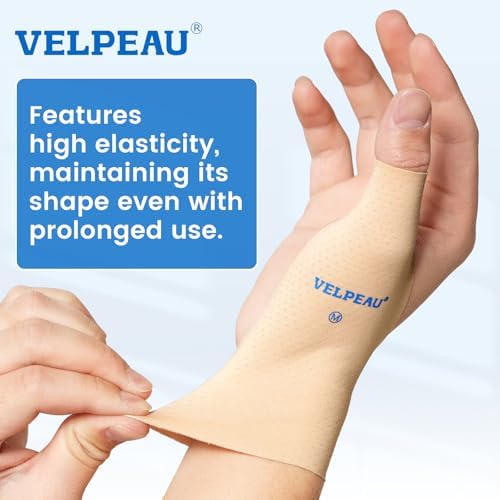 Velpeau 2pcs Thumb and Wrist Compression Sleeve for Tendonitis, Khaki, M - Image 2