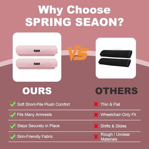 SPRING SEAON Wheelchair Accessories Armrest Covers, Memory Foam Pads, Pair | Short Plush Surface, Non-slip Bottom, Washable Covers, Wide Hook-and-loop Straps, For Transport, Office, And Gaming Chairs - Image 3