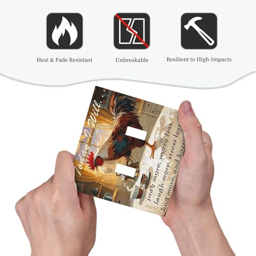 Decorative Light Switch Cover Plate Vintage Funny Chicken Rooster 2 Gang Switch Plate Covers Double Toggle Wall Plate Dual Device Electrical Switchplate Dimmer Faceplate for Kitchen Decor - Image 6