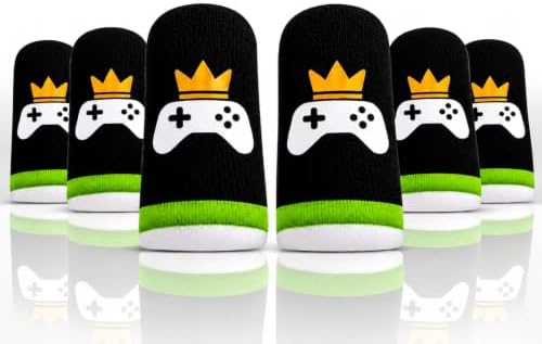 King of The Game - Improved Materials Gaming Finger Sleeves (6 Pack) for Touch Screens and Controllers. Skin-Protective, Ultra-Sensitive, Sweat-Resistant, Breathable and Stretchable. (Green) by Unknown