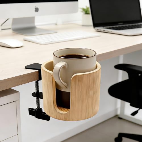 Desk Cup Holder Clamp, Anti-Spill Table Edge Cup Holder Clip for Office Home & PC Gaming Desk Accessories(1 Pack) - Image 2