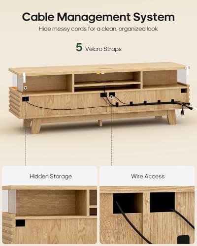 HAUOMS TV Stand for Living Room with Cable Management, Hidden Power Station - Image 6