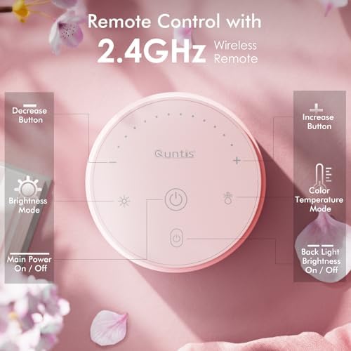 Quntis Pink Monitor Light Bar with Backlight, Desk Light Bar with Remote - Image 4