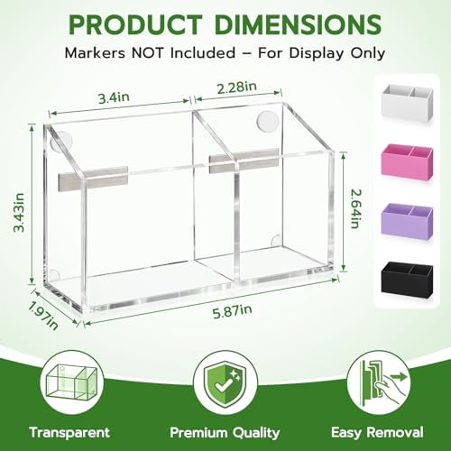 MR.MATE Magnetic Pen Holder,Clear Magnetic Marker Cup for Fridge Whiteboard - Image 3