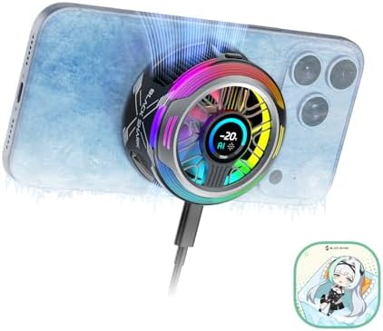 Black Shark Magnetic Phone Cooler 6 Pro – Smart Display, Magnetic Ring Plate, Addressable RGB LEDs, App-Controlled Cooling Fan for iPhone MagSafe, Android & iPad – Gaming, Streaming & Photography by BlackShark