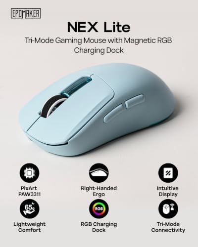 EPOMAKER NEX Lite Wireless Gaming Mouse w/Screens & RGB Charging Dock - Image 2