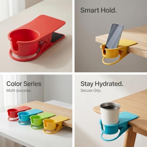4Pcs Drinking Cup Holder Clip on Cup Holder Beach Plastic Drink Clamp for Secure Grip Adirondack Chair Desk Cups Holders for Water Beverage Coffee Mug 8.5 x 8.3 x 4.7 Inch - Image 4