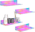 Sezanrpt 15 Inches Iridescent Acrylic Shelves, Wall Mounted Shelves for Bedroom, Wall Display Shelves for Collectibles, Funko Pop, Speaker, Plants, Space Saver, Wide Application, 4 Pack by HEXSONHOMA
