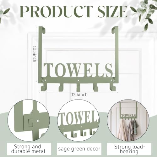 Reallnaive Sage Green Over the Door Hooks Bathroom Decor Wall Mount Towel Hanger Rack Holder for Hat, Coat, Cloth, Keychain, Bag, Christmas Party Gift - Image 3