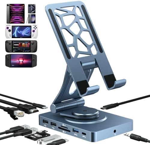 NEWQ iPad Docking Station Stand, 11-in-1 Dock with 4K 120Hz HDMI, 10Gbps Data, SD/TF 4.0, RJ45 Ethernet, Audio, Ventilated Design for iPad, Tablets, Steam Deck, ROG Ally, Legion Go, MSI Claw by NewQ