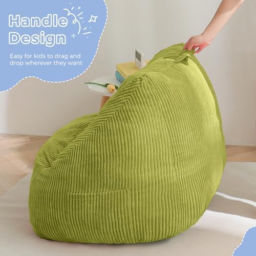 MAXYOYO Kids Bean Bag Chair, Bean Bag Couch with Handle, Comfy Toddler Chair for Boys and Girls, Accent Sofa Chair with Pocket for Gaming Reading Relaxing, Green | Comfy Toddler Chair for Boys and Girls, Accent Sofa Chair with Pocket for Gaming Reading... - Image 6