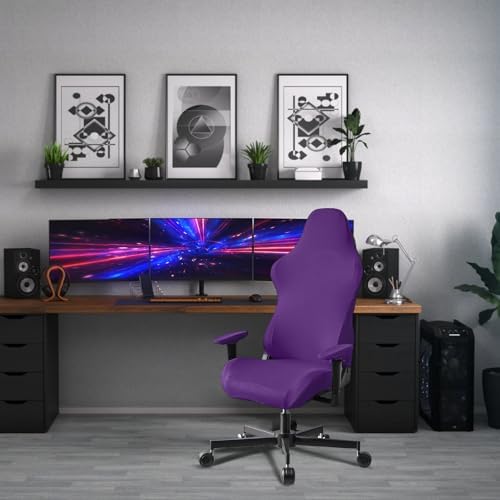 Stretch Gaming Chair Cover, Soft and Comfortable, Dust Protection, Modern Design, for Office Computer Racing Seat(Purple) - Image 3