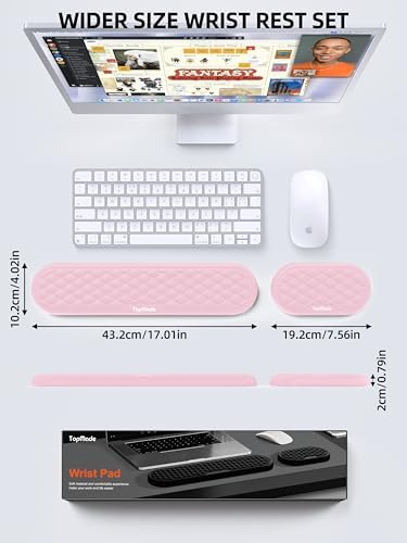 Ergonomic Wrist Rest, Full-Size Keyboard & Mouse Wrist Support Pad, Pink | Slow Rebound, Soft Memory Foam, Computer Keyboard & Mouse Palm Rest, Pain Relief, Comfort for Office, Gaming, Study, Typing - Image 4