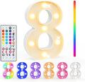 Pooqla Colorful Lighted Numbers with Remote, 35 Colors Light Up Numbers for Party, RGB LED Marquee Number Lights Gift for Girls Boys 8th Birthday Decoration Wedding Bar Night Light Home Decor Number 8 by Pooqla